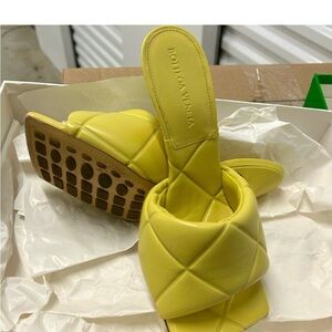 Bottega Veneta Yellow Quilted Sandals